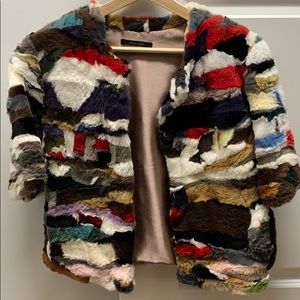 Genuine fur colorful jacket- sz s
